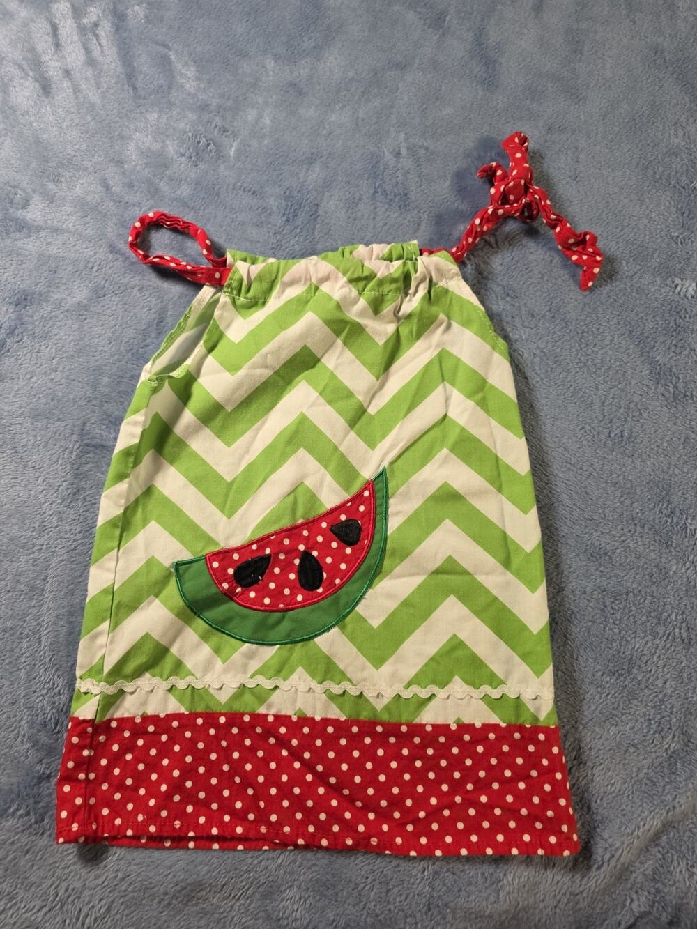 Girls Watermelon Pillowcase Dress XXS Green Chevron Red Polka Dot 2T